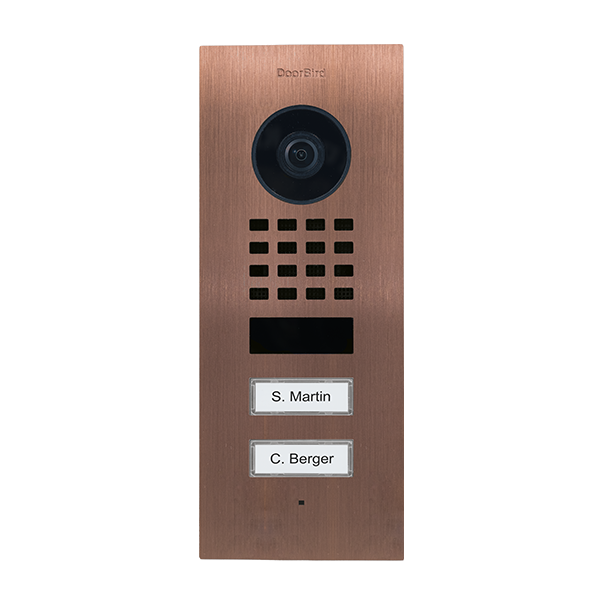 DoorBird D1102V-F Flush-Mount IP Video Door Station, 2 Call Button in Bronze