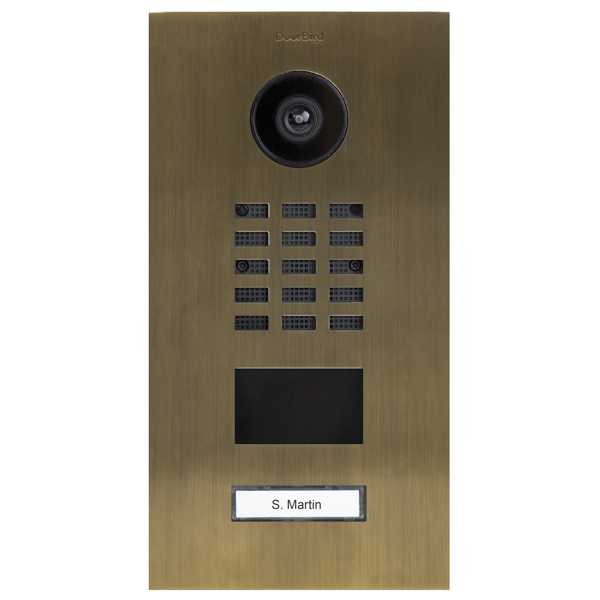 DoorBird D2101V IP Video Door Station, 1 Call Button in Real Burnished Brass