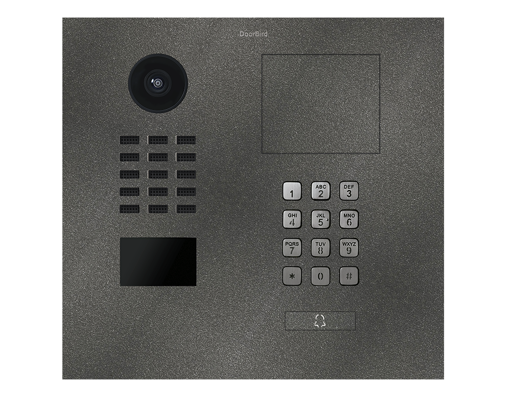 DoorBird IP video door station with camera, call button and keypad, stainless steel