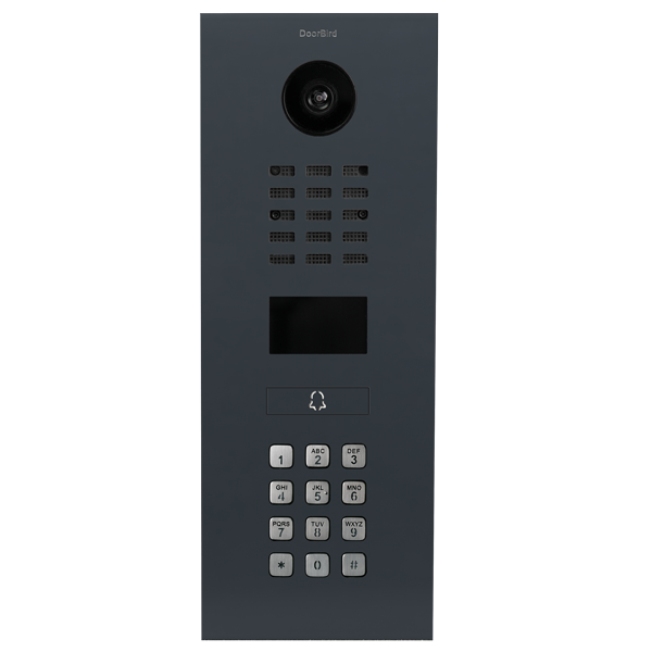 DoorBird IP video intercom door station in anthracite grey with camera and keypad