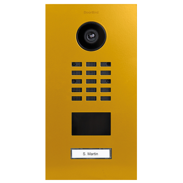 DoorBird D2101V IP Video Door Station, 1 Call Button in Golden Yellow, RAL 1004