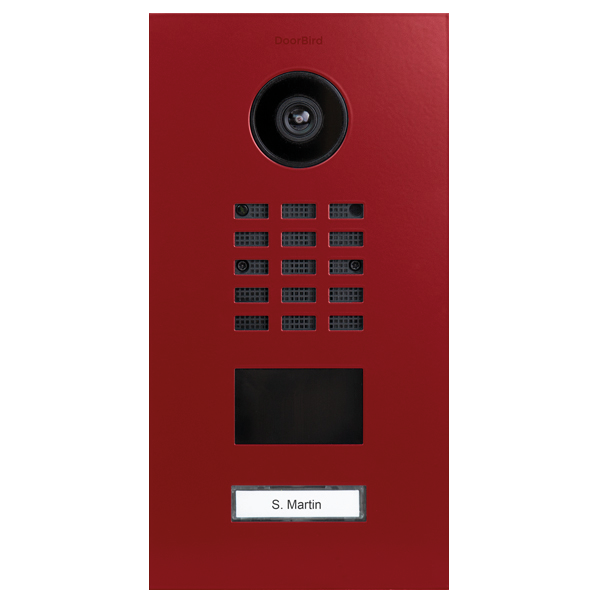DoorBird D2101V IP Video Door Station, 1 Call Button in Flame Red, RAL 3000