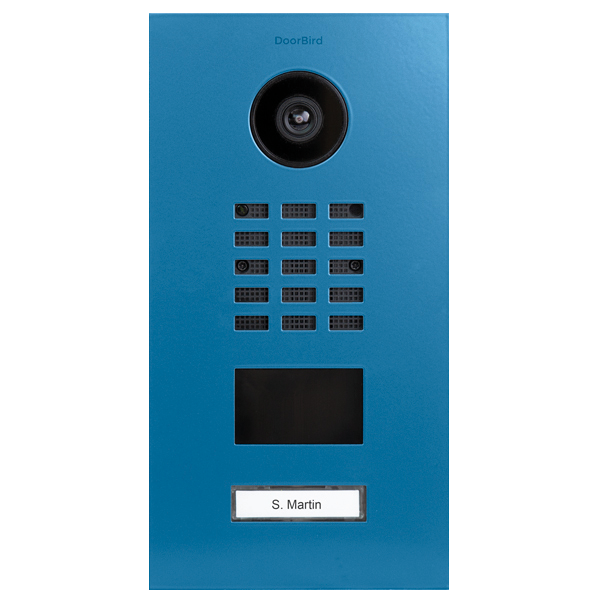 DoorBird D2101V IP Video Door Station, 1 Call Button in Light Blue, RAL 5012