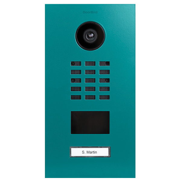 DoorBird D2101V IP Video Door Station, 1 Call Button in Turquoise Blue, RAL 5018