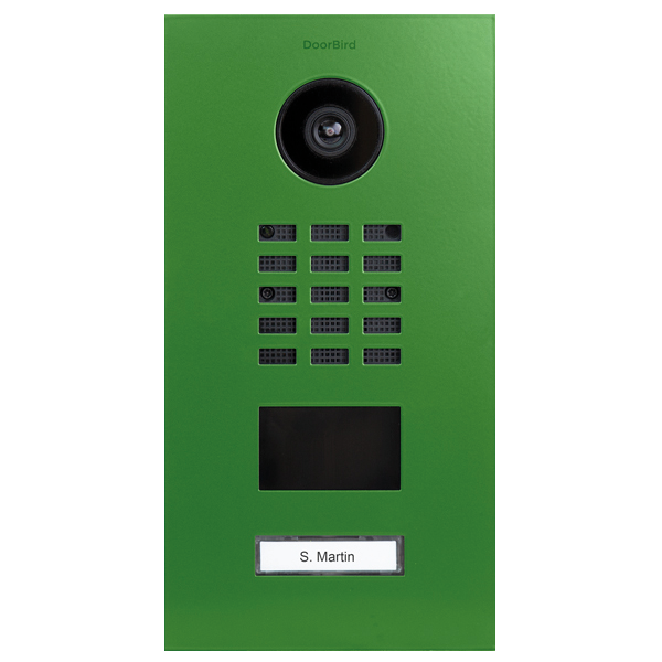 DoorBird D2101V IP Video Door Station, 1 Call Button in Yellow Green, RAL 6018