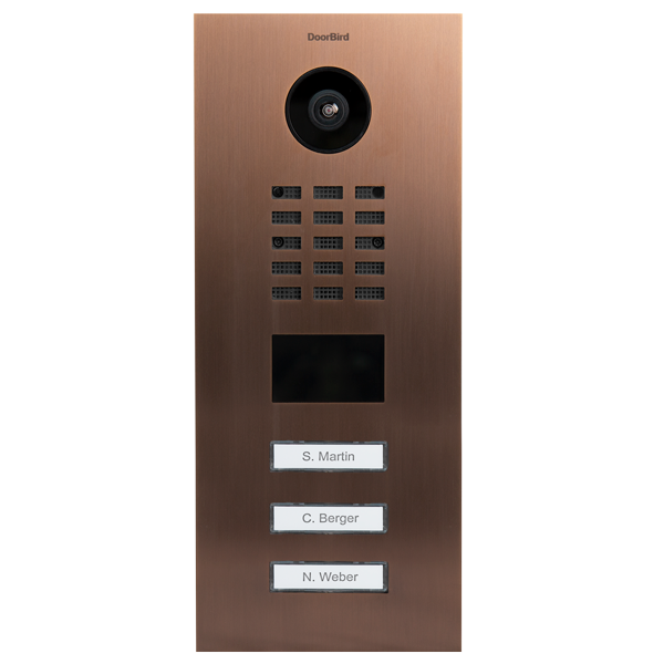 DoorBird D2103V IP Video Door Station, 3 Call Button in Bronze