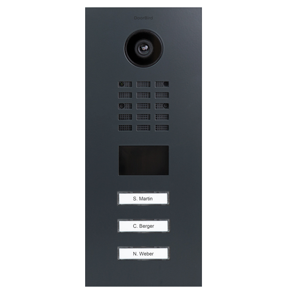 DoorBird D2103V IP Video Door Station, 3 Call Button in Anthracite Grey, RAL 7016