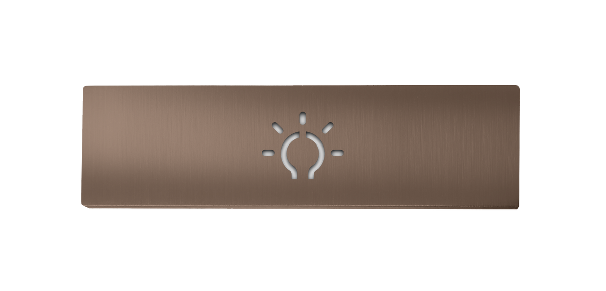 DoorBird bronze cover plate for light push button with light-bulb icon, brushed finish