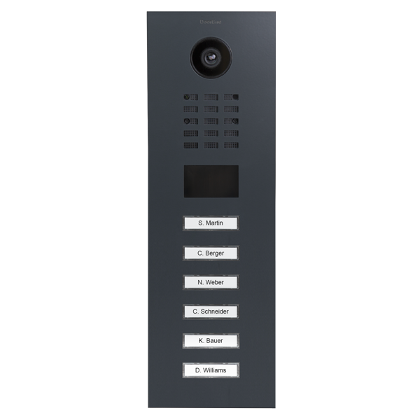 DoorBird IP video door station in anthracite grey with camera, 6 call buttons