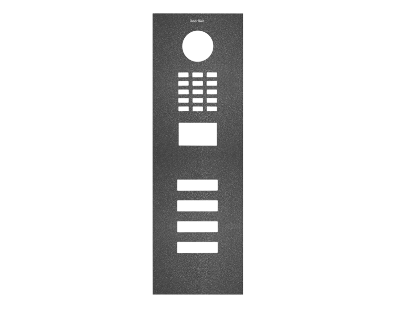 DoorBird stainless steel front panel with round camera opening and button module