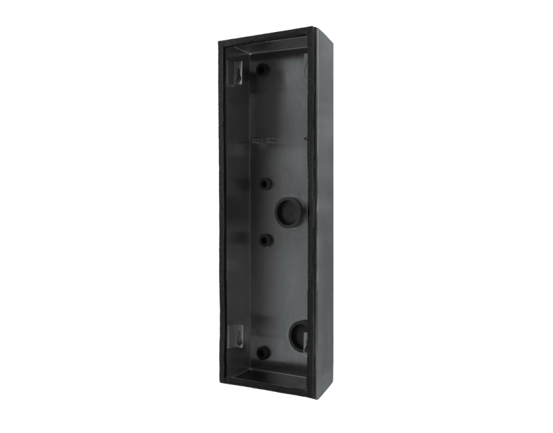 DoorBird D2102KV titanium surface-mount backbox housing with mounting holes