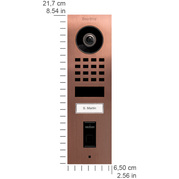 DoorBird D1101FV-S Fingerprint 50 Surface-Mount IP Video Door Station, 1 Call Button in Bronze