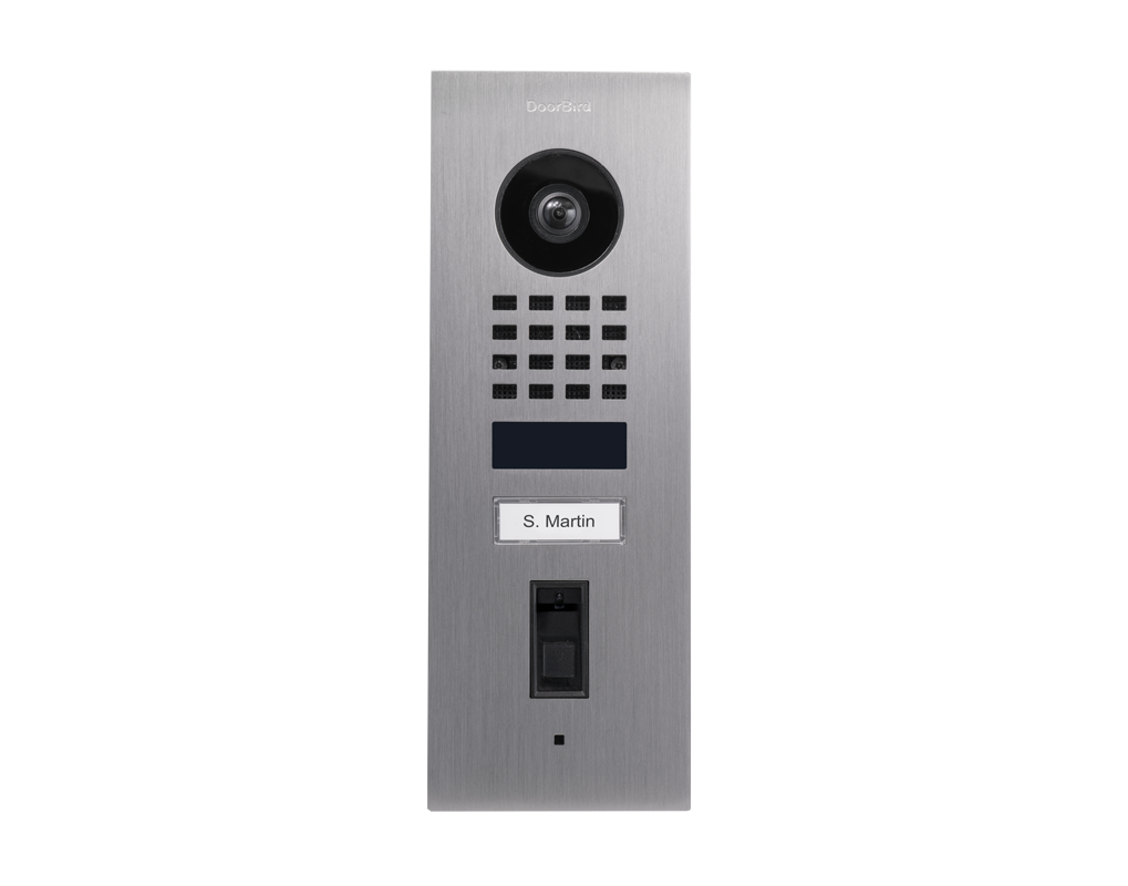 DoorBird stainless steel flush-mount IP video door station with camera, keypad, label