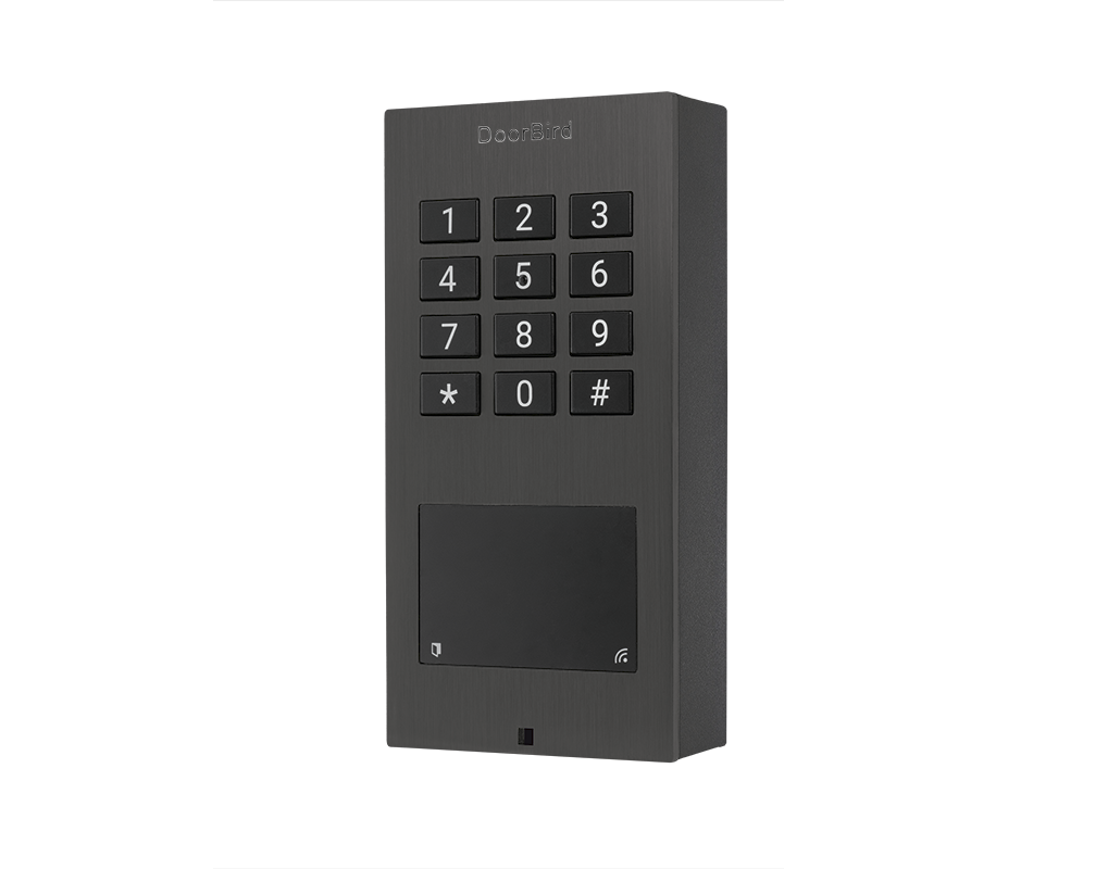 DoorBird A1121 titanium surface-mount IP access control keypad device with number panel