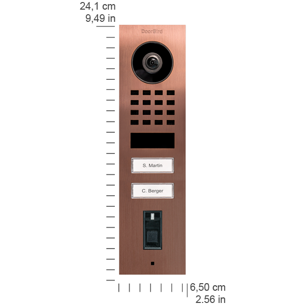 DoorBird D1102FV-S Fingerprint 50 Surface-Mount IP Video Door Station, 2 Call Button in Bronze