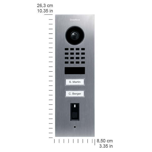 DoorBird D1102FV Fingerprint 50 Flush-Mount IP Video Door Station, 2 Call Button in  Stainless Steel V4A