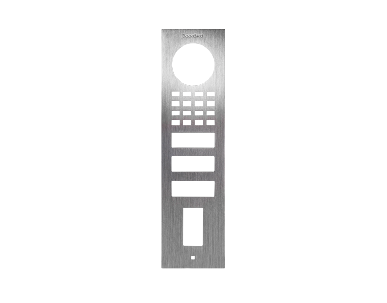 DoorBird stainless steel front panel with keypad and circular lens
