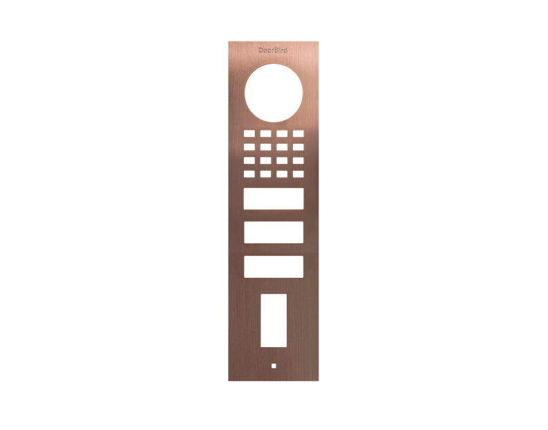 DoorBird bronze surface-mount fingerprint front panel with circular sensor and keypad