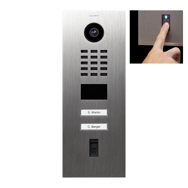DoorBird D2102FV-FP50 Fingerprint 50 IP Video Door Station, 2 Call Button in  Stainless Steel V2A