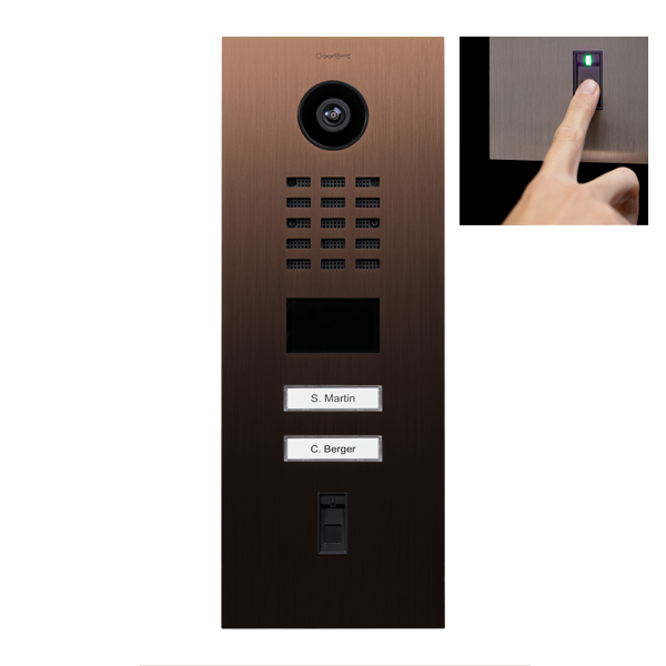 DoorBird D2102FV Fingerprint 50 IP Video Door Station, 2 Call Button in Bronze