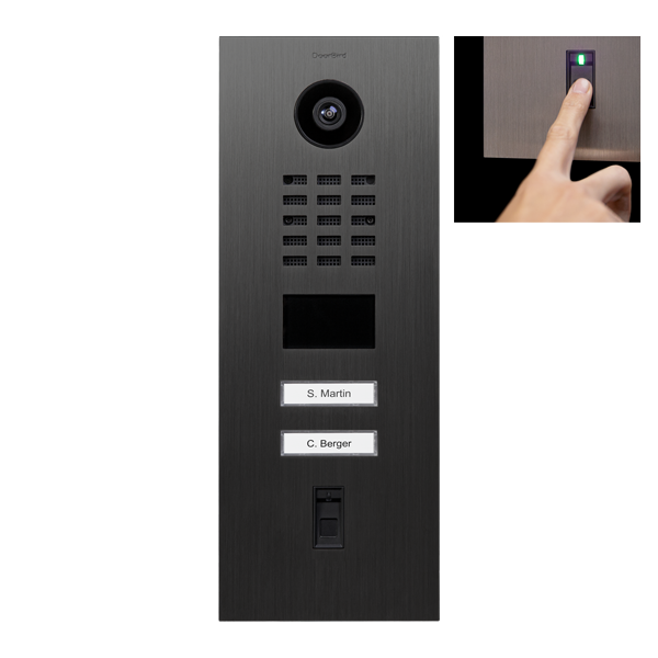 DoorBird D2102FV titanium IP video door station with camera, keypad and two call labels