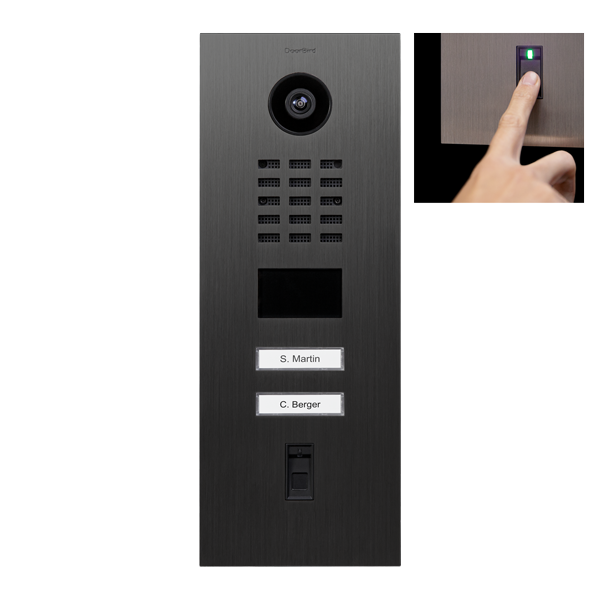 DoorBird D2102FV-FP50 Fingerprint 50 IP Video Door Station, 2 Call Button in Titanium