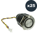 DoorBird 25 Pieces Round Call Button For Doorbird D21X Series, Stainless Steel, White Backlit