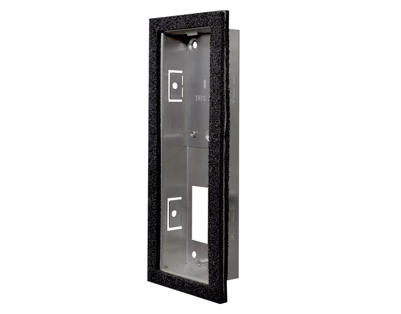 DoorBird stainless steel flush-mount backbox housing with mounting plate