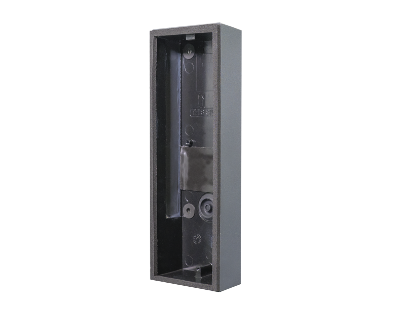 DoorBird surface-mounting housing backbox, dark gray metal with open interior