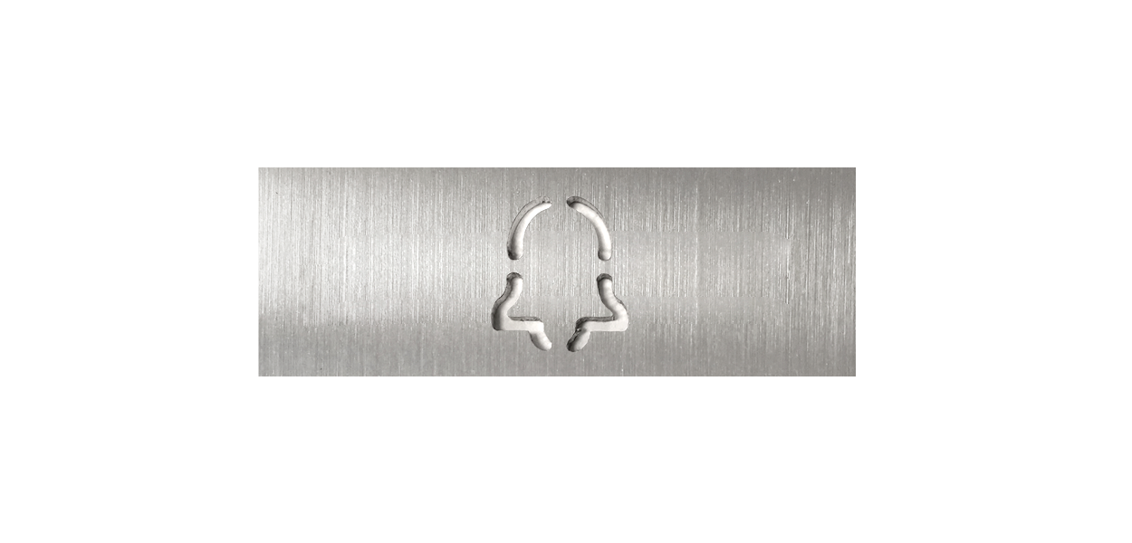Stainless steel engraved DoorBird nameplate with headset symbol for call button