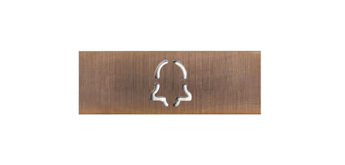 Bronze engraved nameplate for door call button with raised icon