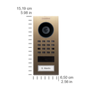 DoorBird D1101V Surface-Mount IP Video Intercom, 1 Call Button in Real Burnished Brass