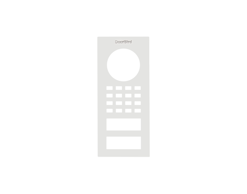 DoorBird D1101V surface-mount front panel in traffic white, camera lens and keypad