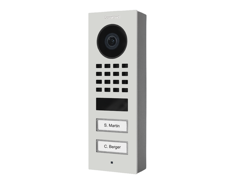 DoorBird D1102V Surface-Mount IP Video Door Station, 2 Call Button in Traffic White, RAL 9016