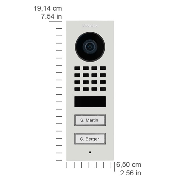 DoorBird D1102V-S Surface-Mount IP Video Door Station, 2 Call Button in Traffic White, RAL 9016