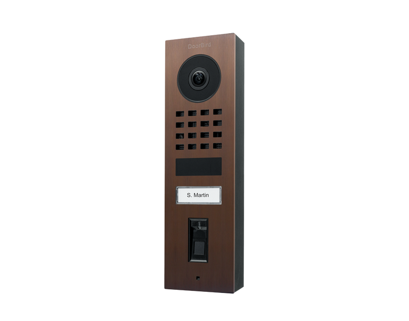 DoorBird D1101FV Fingerprint 50 Surface-Mount IP Video Door Station, 1 Call Button in Architectural Bronze