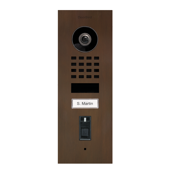DoorBird D1101FV Fingerprint 50 Flush-Mount IP Video Door Station, 1 Call Button in Architectural Bronze