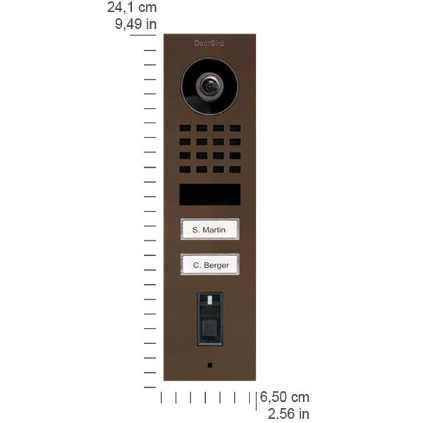 DoorBird D1102FV Fingerprint 50 Surface-Mount IP Video Door Station, 2 Call Button in  Architectural Bronze