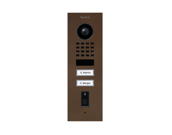 DoorBird D1102FV-F Fingerprint 50 Flush-Mount IP Video Door Station, 2 Call Button in  Architectural Bronze