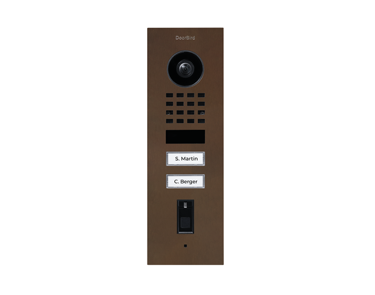 DoorBird D1102FV-F Fingerprint 50 Flush-Mount IP Video Door Station, 2 Call Button in  Architectural Bronze