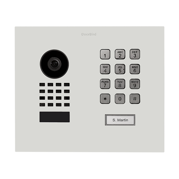 DoorBird D1101KH-M-F Modern Flush-Mount IP Video Door Station, 1 Call Button in Traffic White, RAL 9016