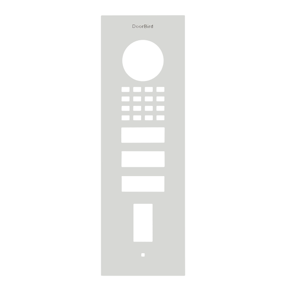 DoorBird traffic white flush-mount front panel with circular sensor and keypad