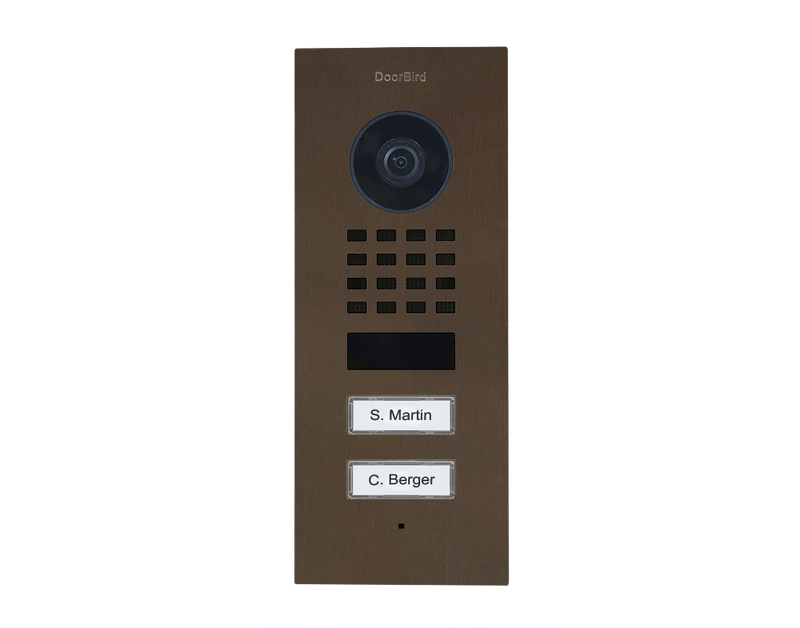 DoorBird D1102V Flush-Mount IP Video Door Station, 2 Call Button in  Architectural Bronze