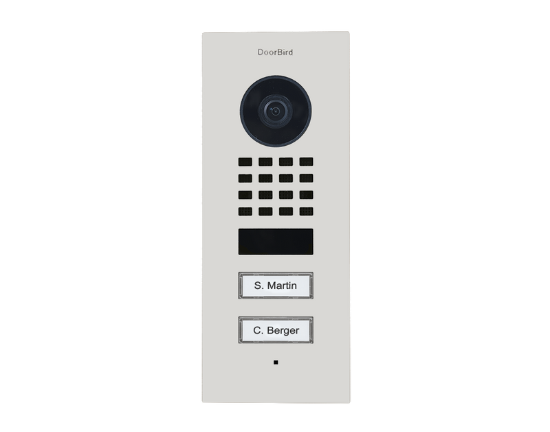 DoorBird D1102V Flush-Mount IP Video Door Station, 2 Call Button in Traffic White, RAL 9016