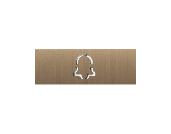 Burnished brass DoorBird nameplate with engraved call button icon