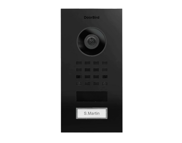 DoorBird D1101V-F Flush-Mount IP Video Door Station, 1 Call Button in Graphite Black