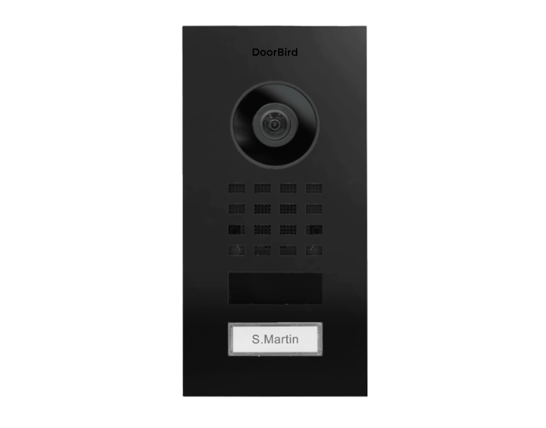 DoorBird D1101V-F Flush-Mount IP Video Door Station, 1 Call Button in Graphite Black