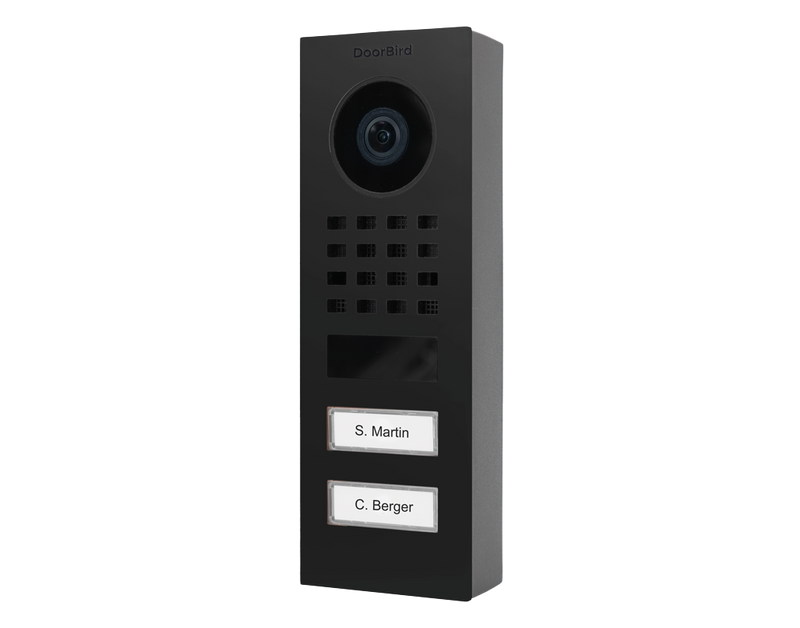 DoorBird D1102V Surface-Mount IP Video Door Station, 2 Call Button in Graphite Black