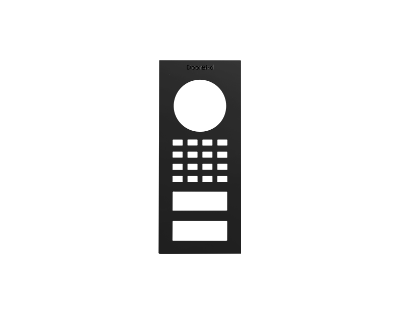 DoorBird graphite black surface-mount front panel with round button and speaker grille