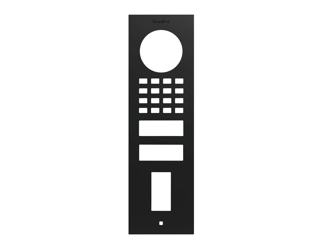 Graphite black DoorBird D1101FV fingerprint front panel with keypad and doorbell button